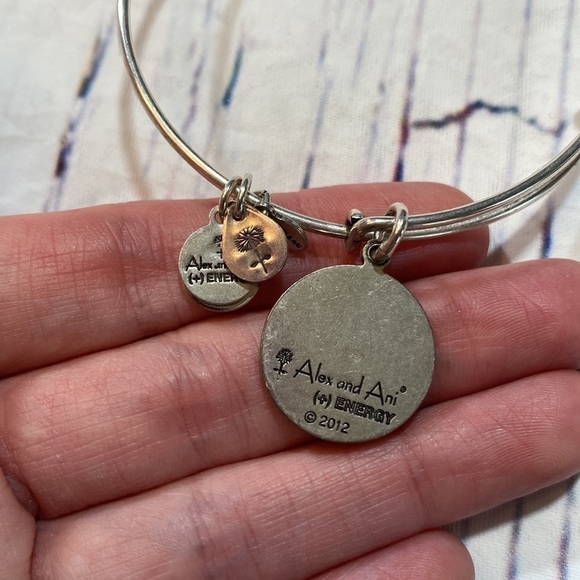 Alex and Ani Fleur De Lis Silver Charm Bangle Bracelet - Picture 3 of 3